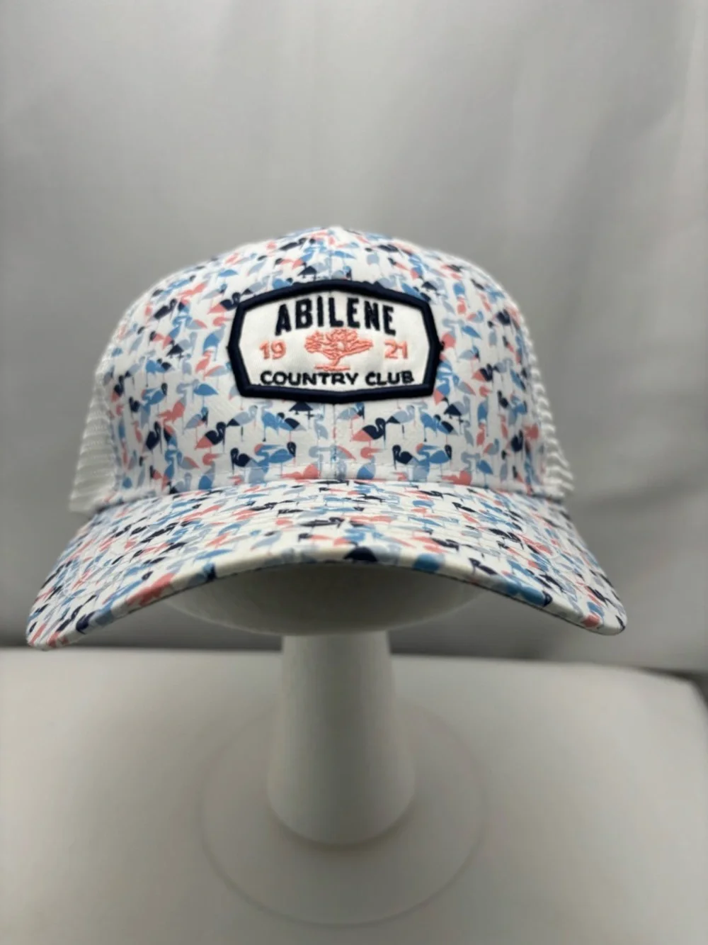AHEAD‎ Country Club Trucker Hat Festive Flamingo Pattern-WhiteCap #0507
